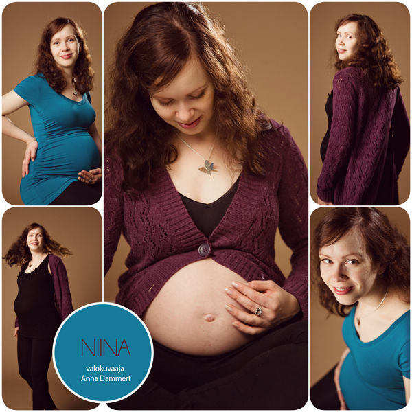 Valokuvakollaasi raskaana olevasta naisesta